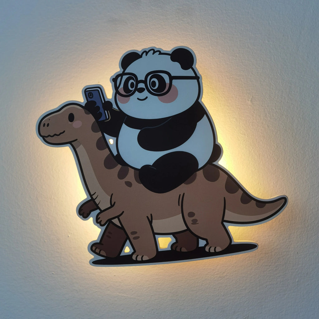 Wooden Panda LED Wall Lamp – Touch Activated Dimmable Night Light for Children’s Room
