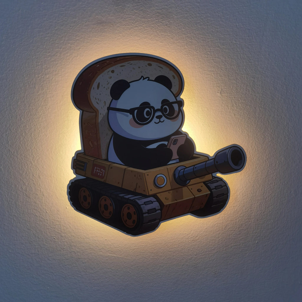 Wooden Panda LED Wall Lamp – Touch Activated Dimmable Night Light for Children’s Room