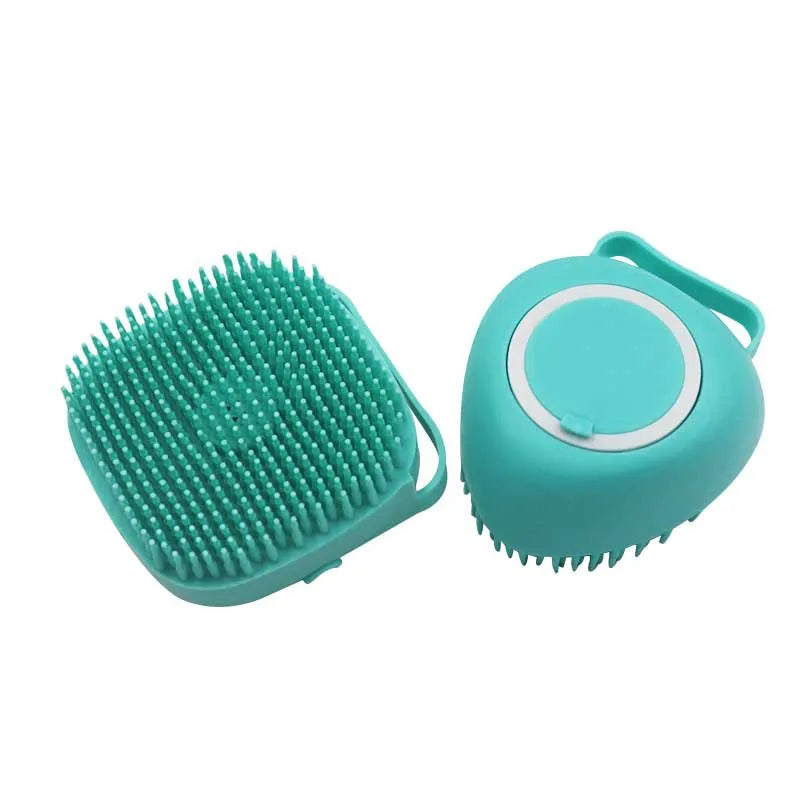 Soft Silicone Pet Bath Brush – Built-In Shampoo Dispenser & Massage Scrubber